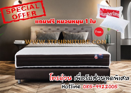 ที่นอนSlumberland รุ่น Fantastic 3.5 ฟุต (ขอบสีน้ำตาล) แถมฟรีหมอนหนุน 1 ใบ