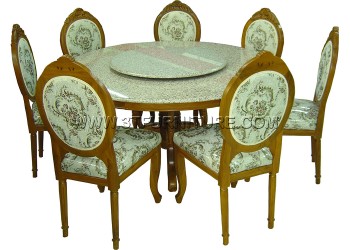 ชุดโต๊ะอาหารไม้สัก ชุดโต๊ะอาหารไม้สัก ฐานวางหินกลม150+เก้าอี้หลังกลมแกะลาย