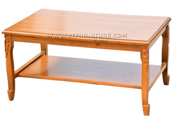 โต๊ะกลางไม้สักสายไหมแกะลายหน้าไม้จริง